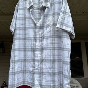 NWT Haggar button up Short sleeve, plaid Dress shirt